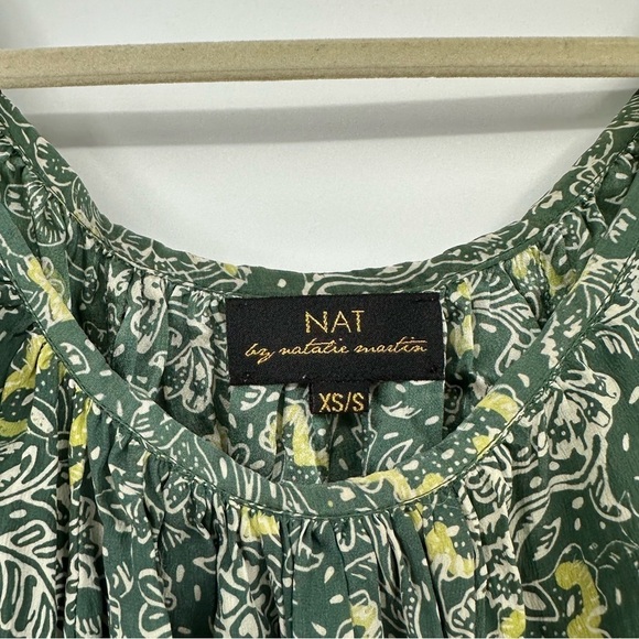 Anthropologie Marina Silk Chemise Green Floral Printed Dress Size XS\S - Picture 4 of 5